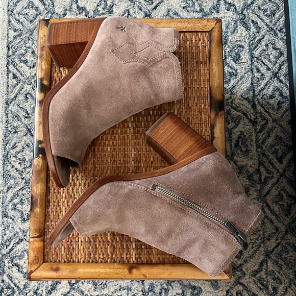 Frye Danica Suede Peep-Toe Zip Booties - Picture 3 of 7